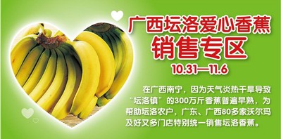 廣東、廣西80多家沃爾瑪門店正銷售廣西壇洛<br />由于早熟而引起的滯銷香蕉。